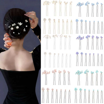 Clipsuri pentru păr cu perle, formă U, set de 12 buc., pentru coafuri zilnice cu împletituri, accesorii de păr la modă; Material: Perle; Formă: U; Stil: Modă; Ambalare: Ambalate individual