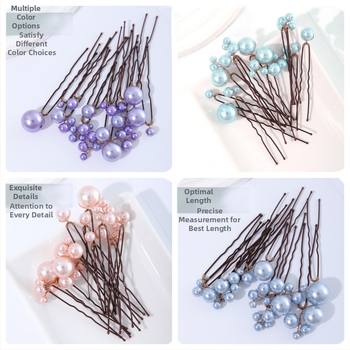 Clipsuri pentru păr cu perle, formă U, set de 12 buc., pentru coafuri zilnice cu împletituri, accesorii de păr la modă; Material: Perle; Formă: U; Stil: Modă; Ambalare: Ambalate individual