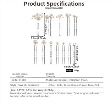 Clipsuri pentru păr cu perle, formă U, set de 12 buc., pentru coafuri zilnice cu împletituri, accesorii de păr la modă; Material: Perle; Formă: U; Stil: Modă; Ambalare: Ambalate individual