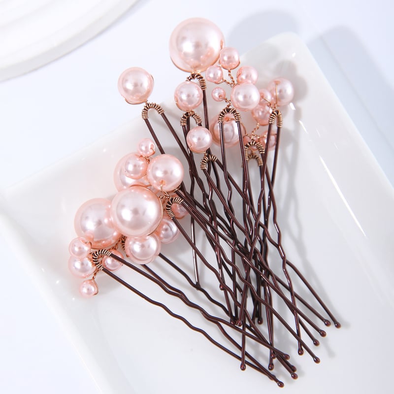 Clipsuri pentru păr cu perle, formă U, set de 12 buc., pentru coafuri zilnice cu împletituri, accesorii de păr la modă; Material: Perle; Formă: U; Stil: Modă; Ambalare: Ambalate individual