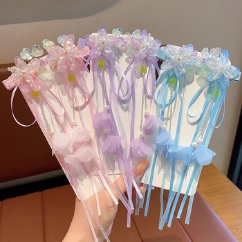 Laste juukseaksessuaar — akrüül, lastele sobiv stiil, iidse stiiliga lint ja tutid, kevad 2025