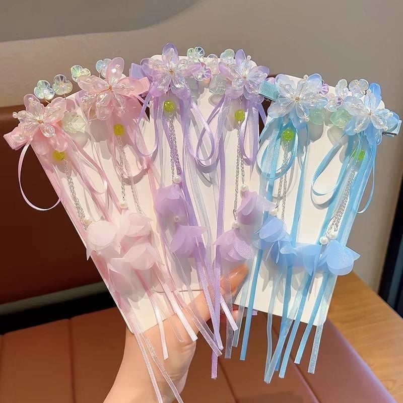 Laste juukseaksessuaar — akrüül, lastele sobiv stiil, iidse stiiliga lint ja tutid, kevad 2025