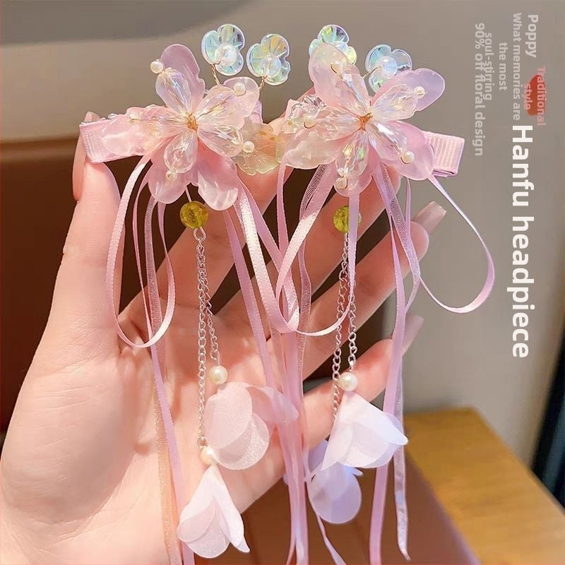 Laste juukseaksessuaar — akrüül, lastele sobiv stiil, iidse stiiliga lint ja tutid, kevad 2025