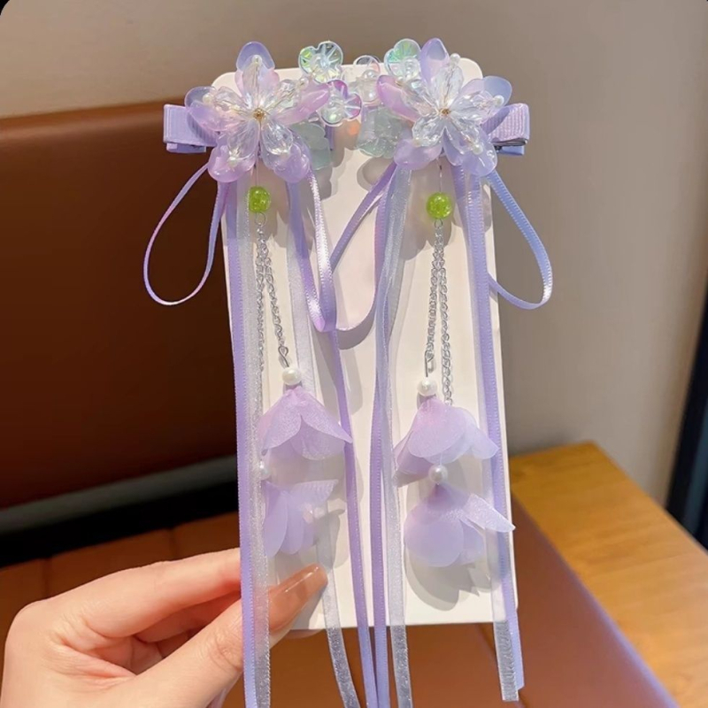 Laste juukseaksessuaar — akrüül, lastele sobiv stiil, iidse stiiliga lint ja tutid, kevad 2025