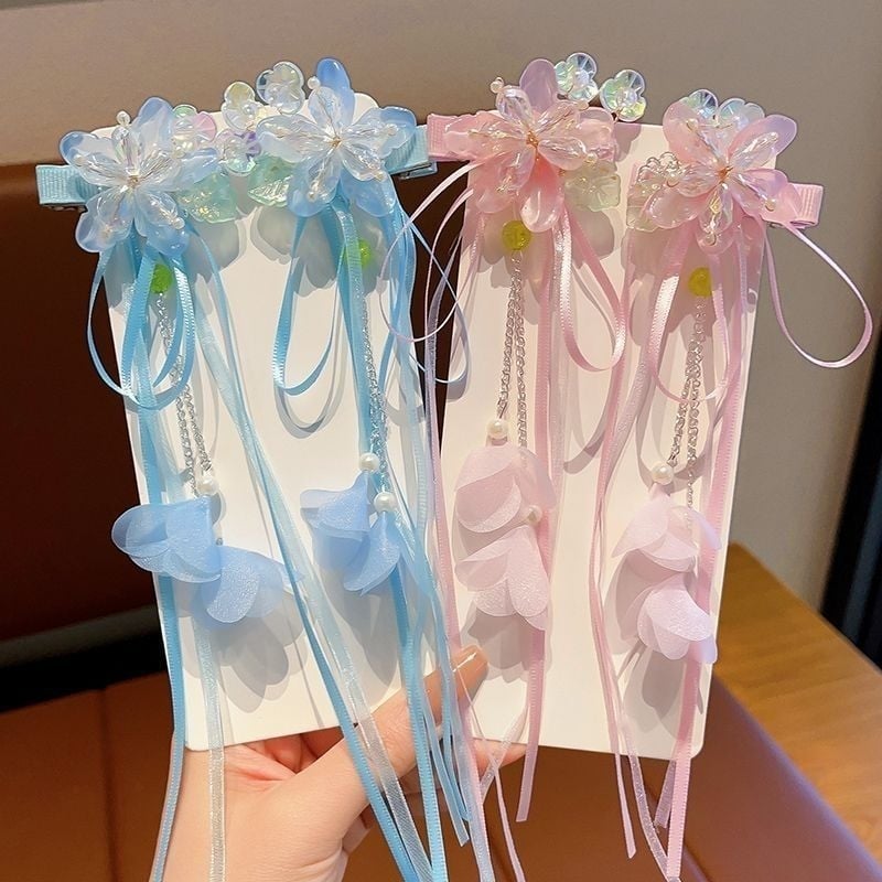 Laste juukseaksessuaar — akrüül, lastele sobiv stiil, iidse stiiliga lint ja tutid, kevad 2025