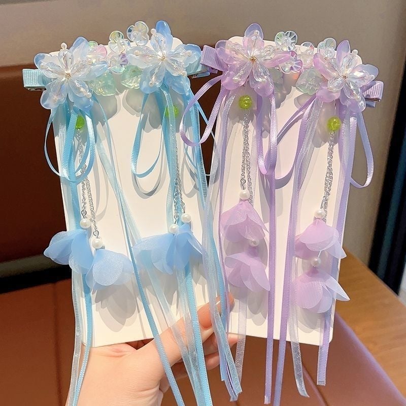 Laste juukseaksessuaar — akrüül, lastele sobiv stiil, iidse stiiliga lint ja tutid, kevad 2025