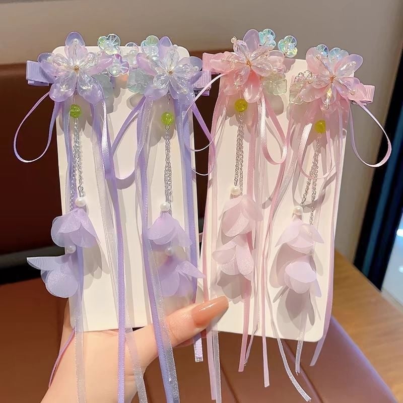 Laste juukseaksessuaar — akrüül, lastele sobiv stiil, iidse stiiliga lint ja tutid, kevad 2025