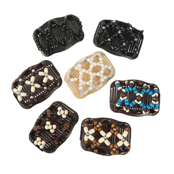 Puidust juuksekamm kahe reale sandlipuu helmestega, vintage stiil, geomeetriline disain, bränd DINGJUE, kevad 2024