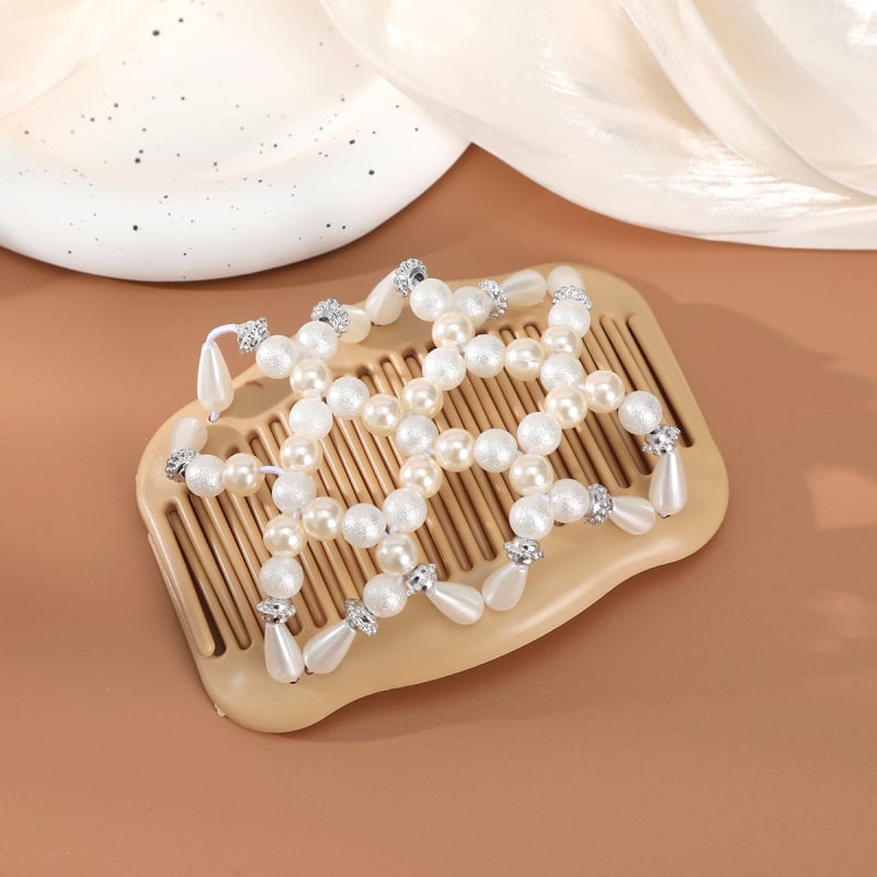 Puidust juuksekamm kahe reale sandlipuu helmestega, vintage stiil, geomeetriline disain, bränd DINGJUE, kevad 2024