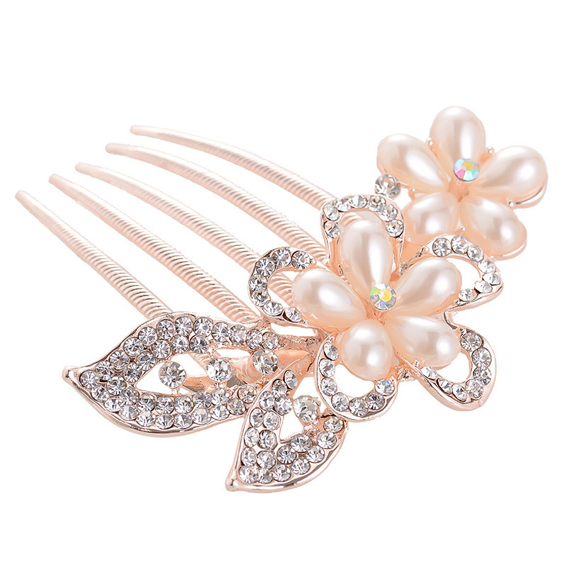 Metallist juukseklambri naistele – lihtne stiil, lilleline kujundus, teemantviimistlus, kristallid