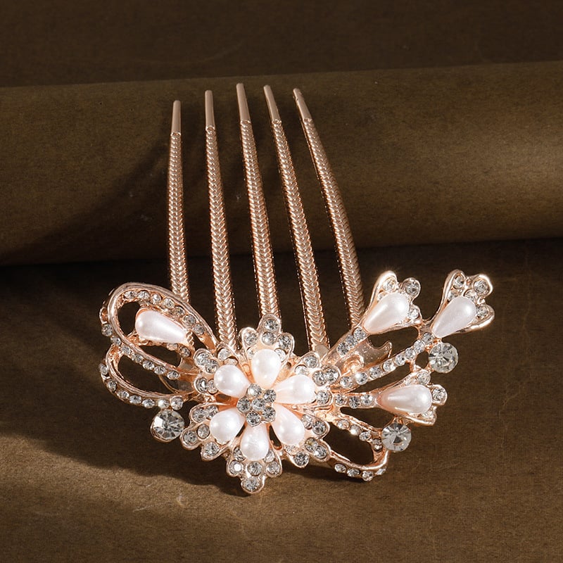 Metallist juukseklambri naistele – lihtne stiil, lilleline kujundus, teemantviimistlus, kristallid