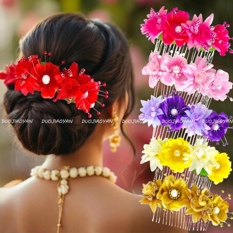 Kanga lilledega juukseklips – käsitöö, vintage stiil, lille kuju