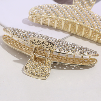 Aksesoar za kosu Shark Clip s dijamantnim kristalima, legura, elektroplatiranje, za žene, zima 2022
