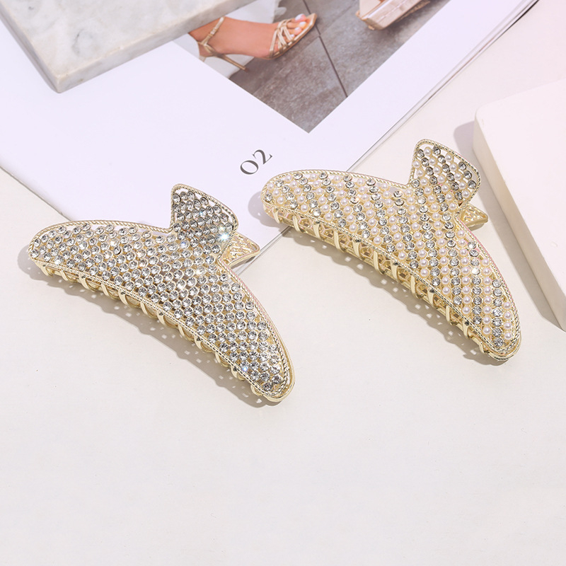 Aksesoar za kosu Shark Clip s dijamantnim kristalima, legura, elektroplatiranje, za žene, zima 2022