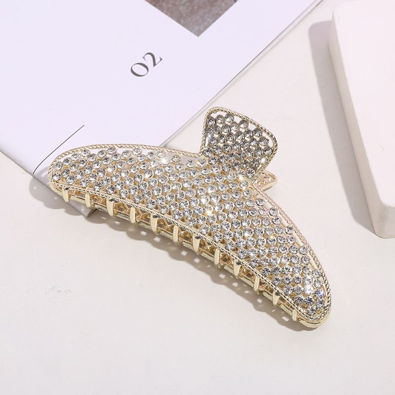 Aksesoar za kosu Shark Clip s dijamantnim kristalima, legura, elektroplatiranje, za žene, zima 2022