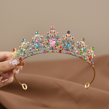 Dječja tiara u stilu dvorca, diadem od legure, elektroplatirani završetak, tip kristala: kristal