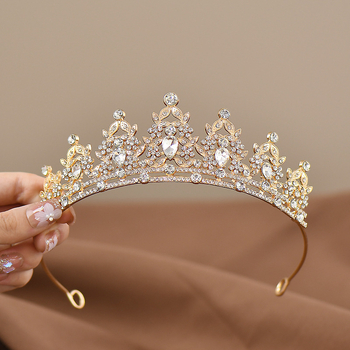 Dječja tiara u stilu dvorca, diadem od legure, elektroplatirani završetak, tip kristala: kristal