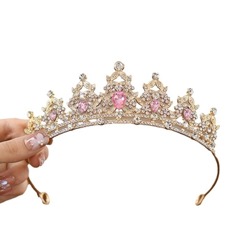 Dječja tiara u stilu dvorca, diadem od legure, elektroplatirani završetak, tip kristala: kristal