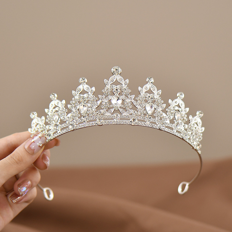 Dječja tiara u stilu dvorca, diadem od legure, elektroplatirani završetak, tip kristala: kristal