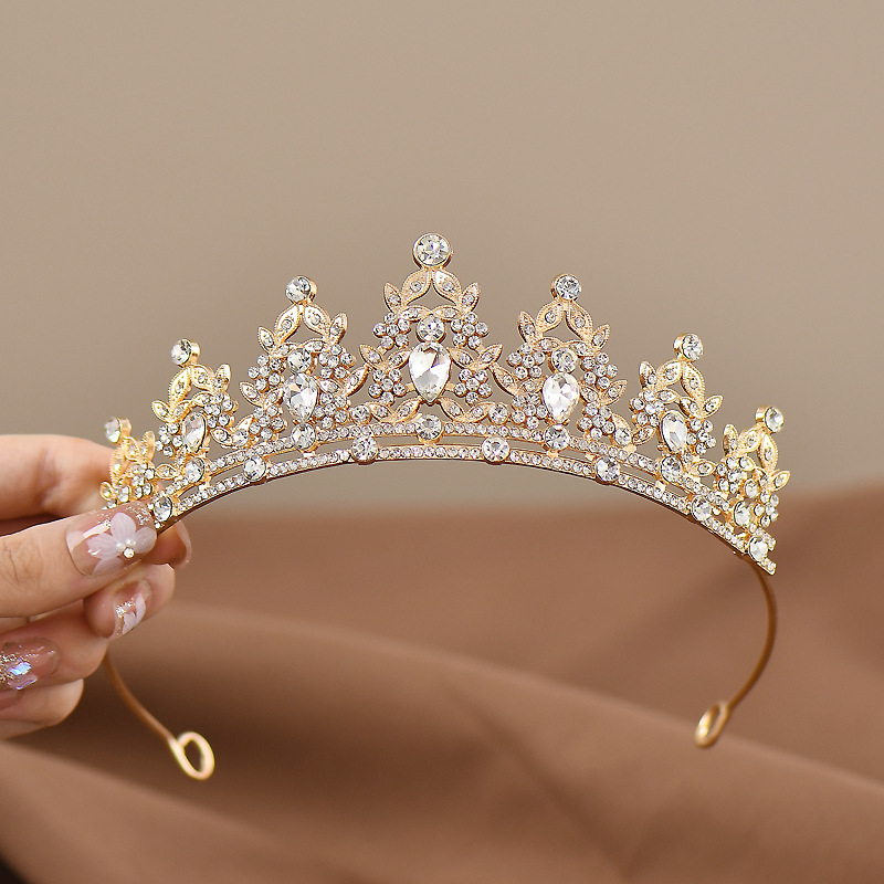 Dječja tiara u stilu dvorca, diadem od legure, elektroplatirani završetak, tip kristala: kristal