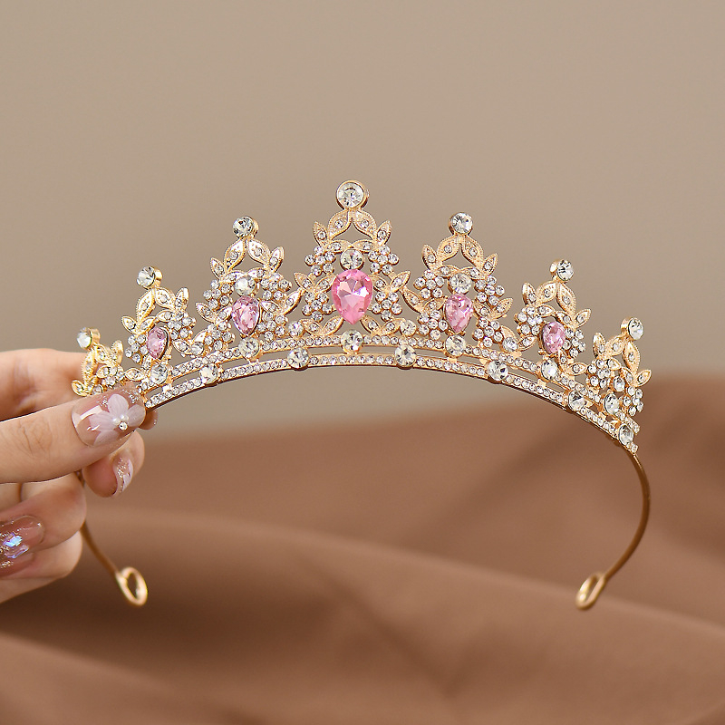 Dječja tiara u stilu dvorca, diadem od legure, elektroplatirani završetak, tip kristala: kristal