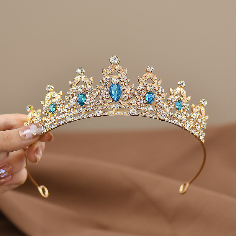 Dječja tiara u stilu dvorca, diadem od legure, elektroplatirani završetak, tip kristala: kristal