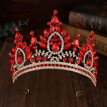 Vjenčana kruna tiara, metalna legura, pravi cirkon kristali, elektroplatiranje