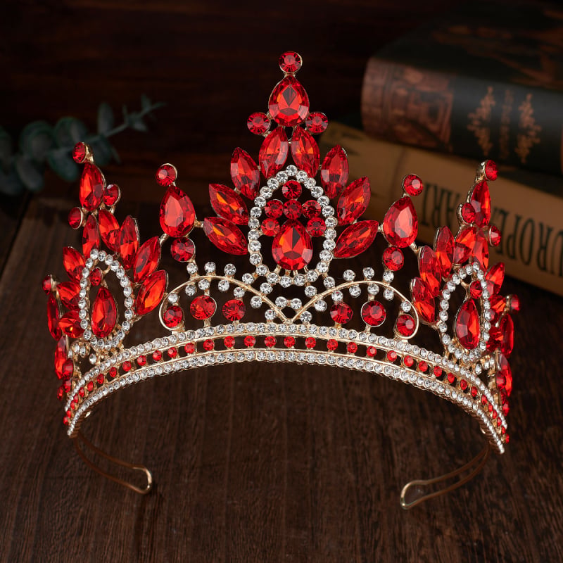 Vjenčana kruna tiara, metalna legura, pravi cirkon kristali, elektroplatiranje
