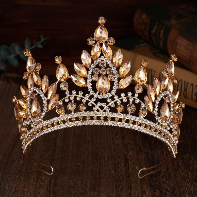 Vjenčana kruna tiara, metalna legura, pravi cirkon kristali, elektroplatiranje