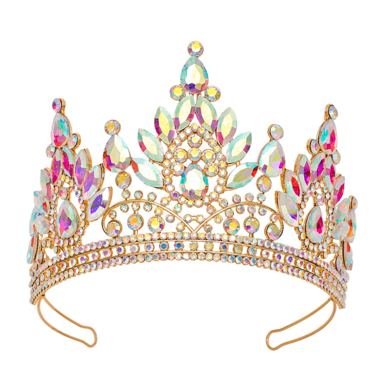 Vjenčana kruna tiara, metalna legura, pravi cirkon kristali, elektroplatiranje
