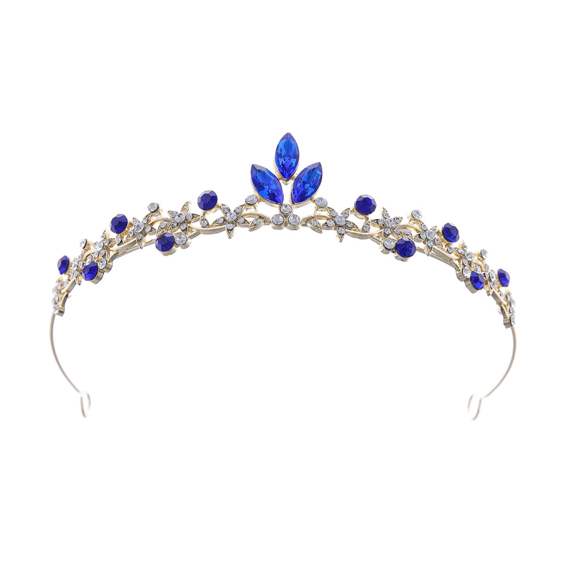 Vjenčana tiara – korona s lišćem baroknog stila, legura K9, vintage stil, elektroplatiranje, bijeli kristal
