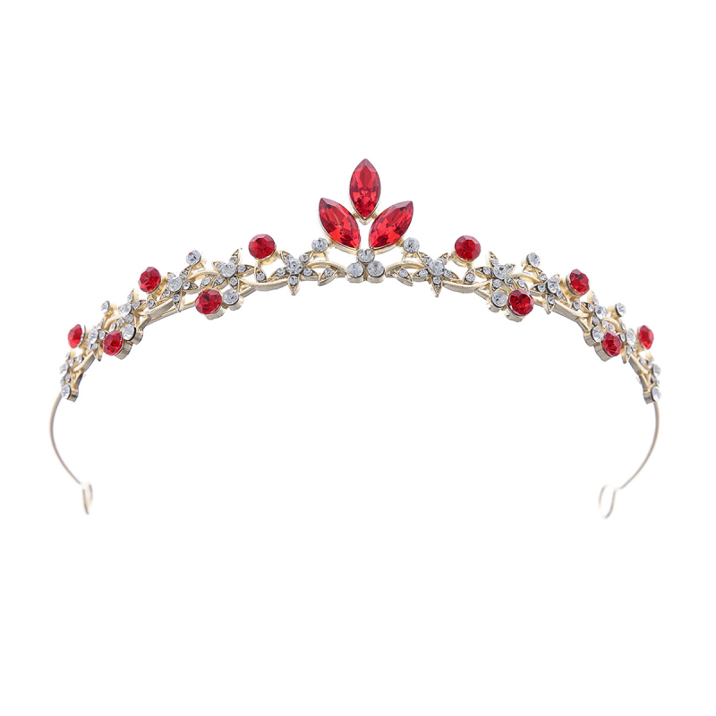 Vjenčana tiara – korona s lišćem baroknog stila, legura K9, vintage stil, elektroplatiranje, bijeli kristal