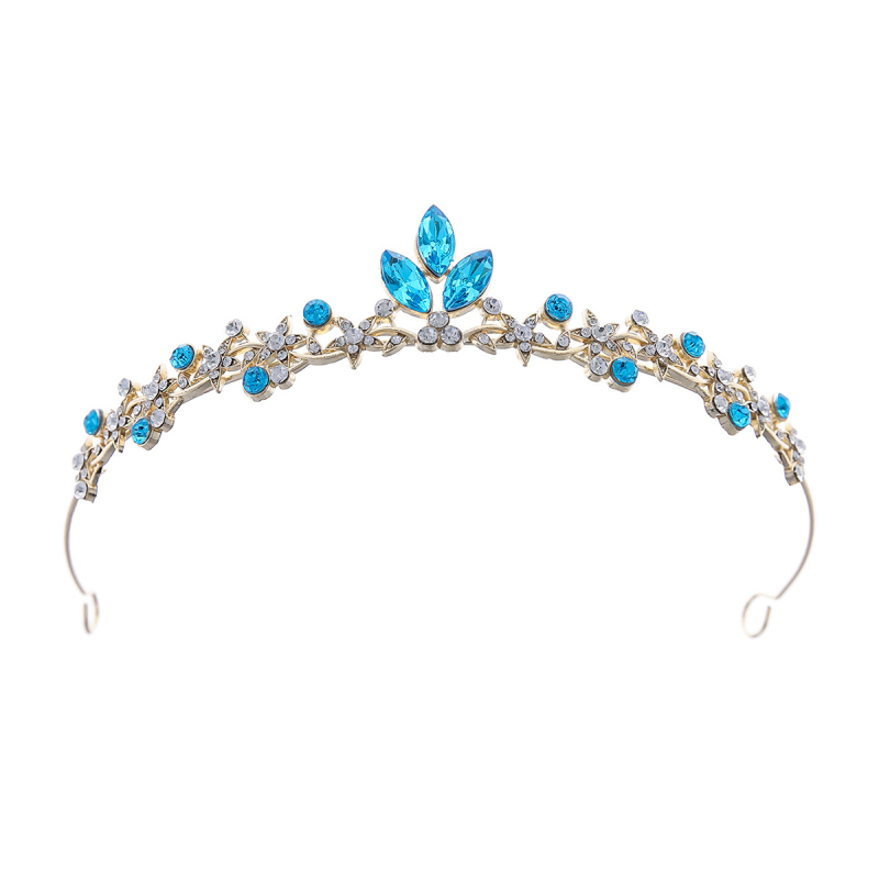 Vjenčana tiara – korona s lišćem baroknog stila, legura K9, vintage stil, elektroplatiranje, bijeli kristal