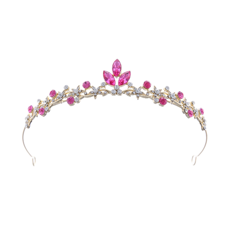 Vjenčana tiara – korona s lišćem baroknog stila, legura K9, vintage stil, elektroplatiranje, bijeli kristal