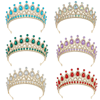 Γυναικεία κορώνα για τα μαλλιά YINZUO – Μπαρόκ στεφάνι με ζιρκόν, διακόσμηση με διαμάντια, λευκοί κρύσταλλοι, επίχρυσο KC