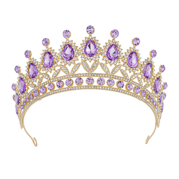 Γυναικεία κορώνα για τα μαλλιά YINZUO – Μπαρόκ στεφάνι με ζιρκόν, διακόσμηση με διαμάντια, λευκοί κρύσταλλοι, επίχρυσο KC