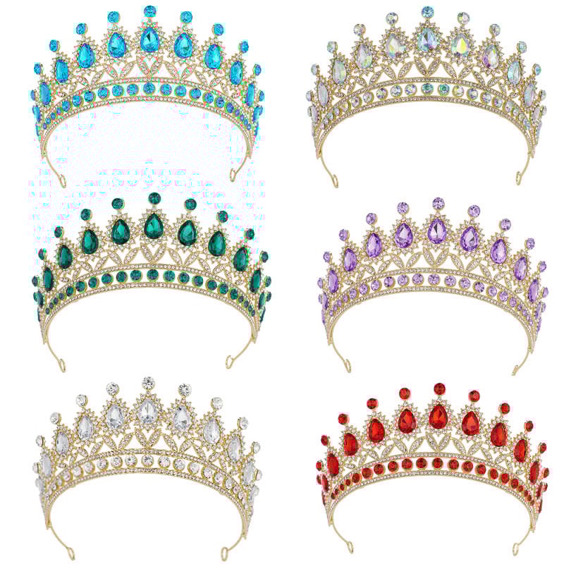 Γυναικεία κορώνα για τα μαλλιά YINZUO – Μπαρόκ στεφάνι με ζιρκόν, διακόσμηση με διαμάντια, λευκοί κρύσταλλοι, επίχρυσο KC