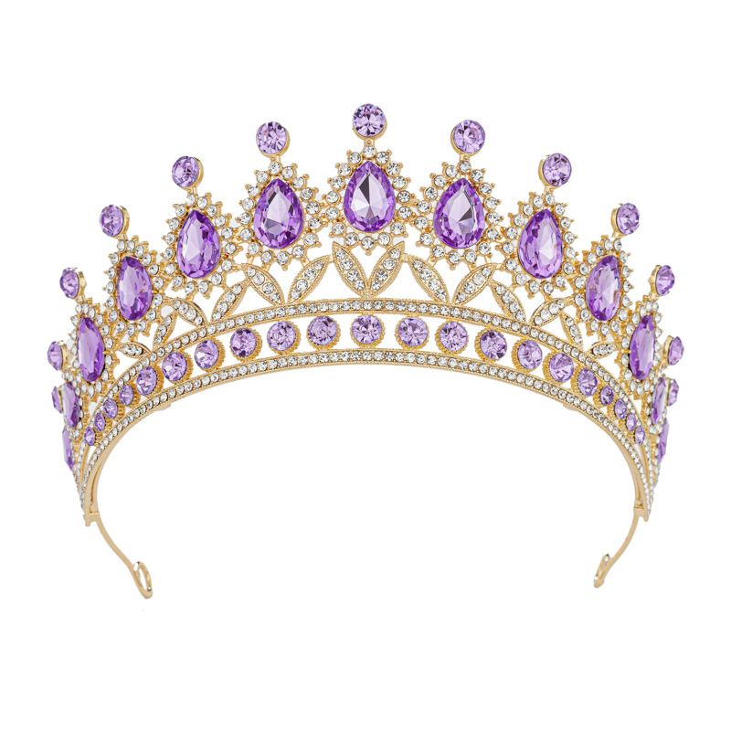 Γυναικεία κορώνα για τα μαλλιά YINZUO – Μπαρόκ στεφάνι με ζιρκόν, διακόσμηση με διαμάντια, λευκοί κρύσταλλοι, επίχρυσο KC