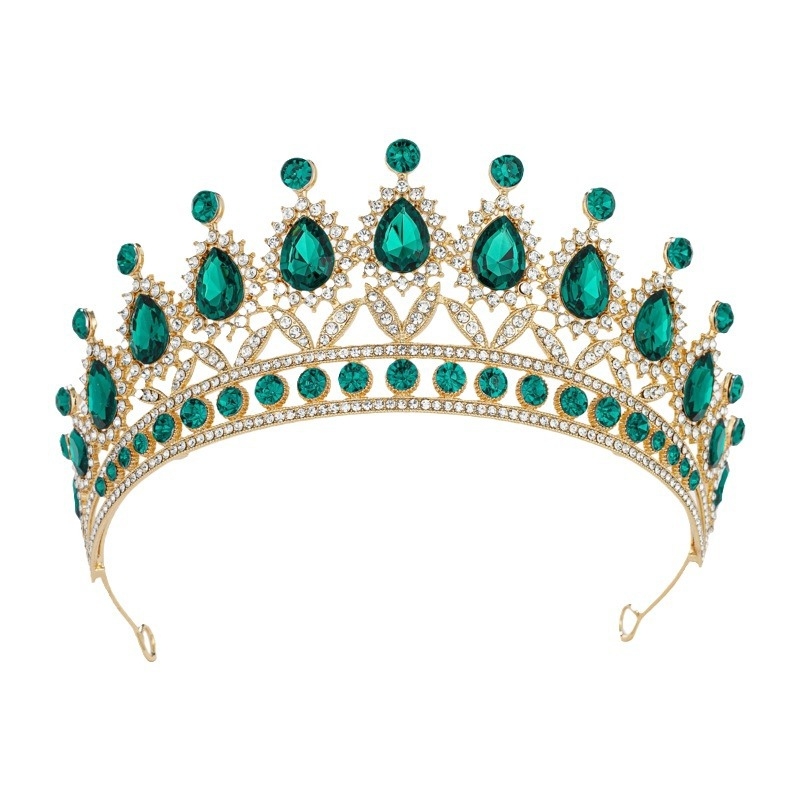 Γυναικεία κορώνα για τα μαλλιά YINZUO – Μπαρόκ στεφάνι με ζιρκόν, διακόσμηση με διαμάντια, λευκοί κρύσταλλοι, επίχρυσο KC