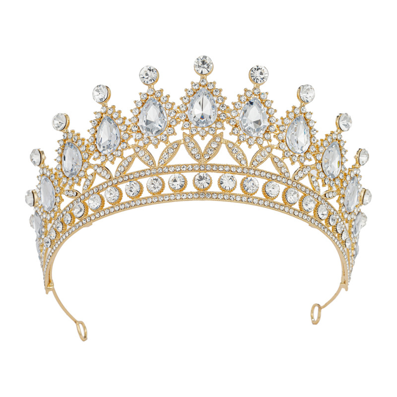 Γυναικεία κορώνα για τα μαλλιά YINZUO – Μπαρόκ στεφάνι με ζιρκόν, διακόσμηση με διαμάντια, λευκοί κρύσταλλοι, επίχρυσο KC