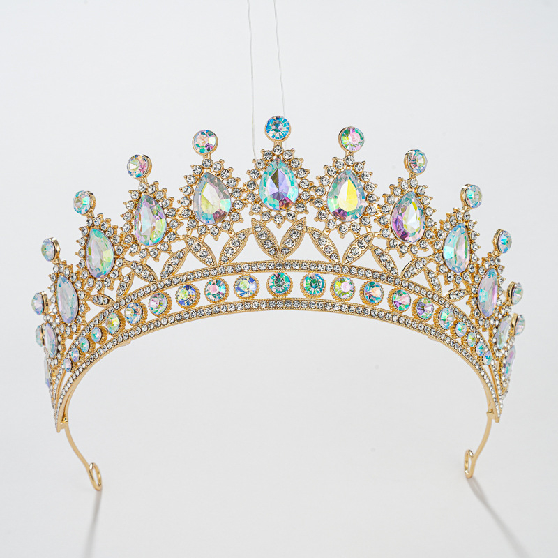 Γυναικεία κορώνα για τα μαλλιά YINZUO – Μπαρόκ στεφάνι με ζιρκόν, διακόσμηση με διαμάντια, λευκοί κρύσταλλοι, επίχρυσο KC