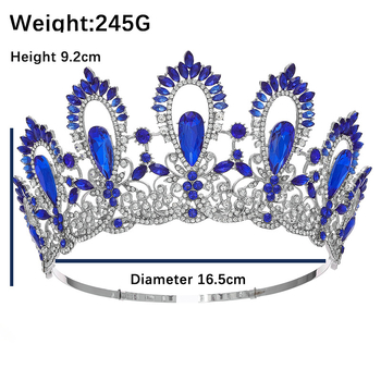 Diadem od legure s kristalima – ženski barokni vijenac, šuplja visoka kruna za vjenčanje (Materijal: Legura; Obrada: Set s kristalima; Stil: Ženski; Oblik: Kruna; Prilagodbe dostupne)