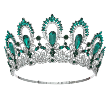 Diadem od legure s kristalima – ženski barokni vijenac, šuplja visoka kruna za vjenčanje (Materijal: Legura; Obrada: Set s kristalima; Stil: Ženski; Oblik: Kruna; Prilagodbe dostupne)