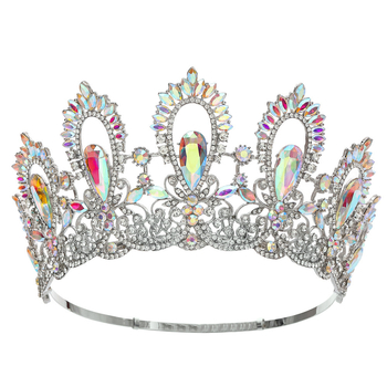 Diadem od legure s kristalima – ženski barokni vijenac, šuplja visoka kruna za vjenčanje (Materijal: Legura; Obrada: Set s kristalima; Stil: Ženski; Oblik: Kruna; Prilagodbe dostupne)