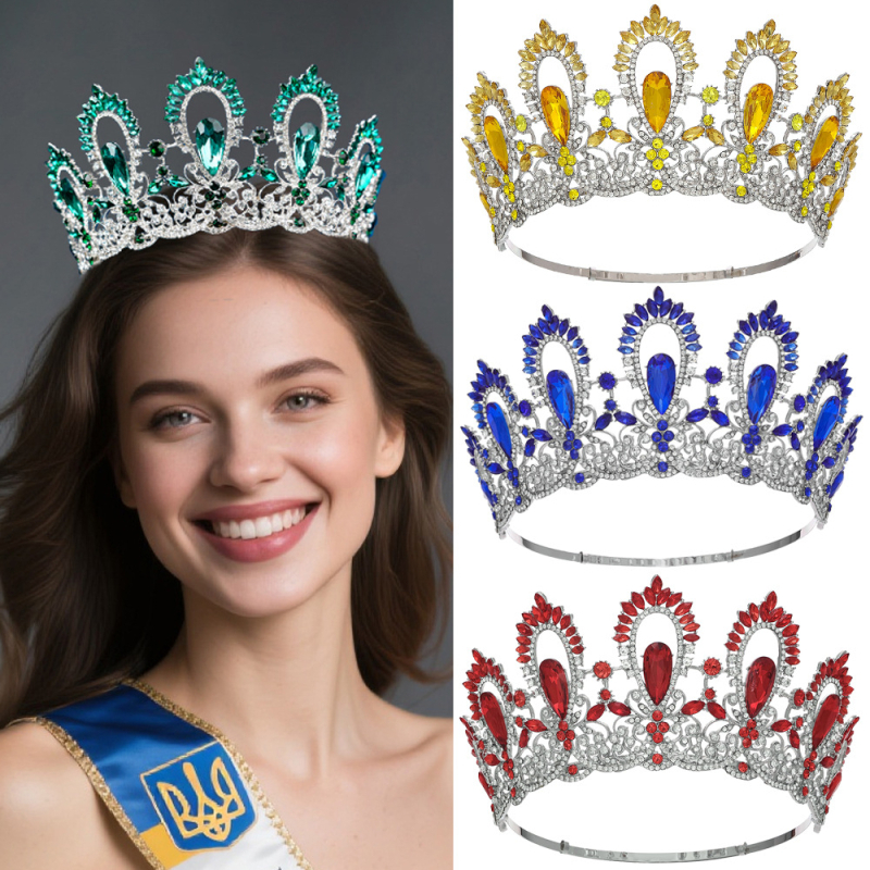 Diadem od legure s kristalima – ženski barokni vijenac, šuplja visoka kruna za vjenčanje (Materijal: Legura; Obrada: Set s kristalima; Stil: Ženski; Oblik: Kruna; Prilagodbe dostupne)
