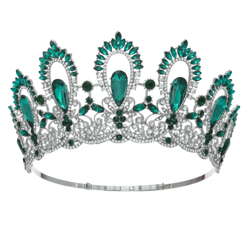 Diadem od legure s kristalima – ženski barokni vijenac, šuplja visoka kruna za vjenčanje (Materijal: Legura; Obrada: Set s kristalima; Stil: Ženski; Oblik: Kruna; Prilagodbe dostupne)