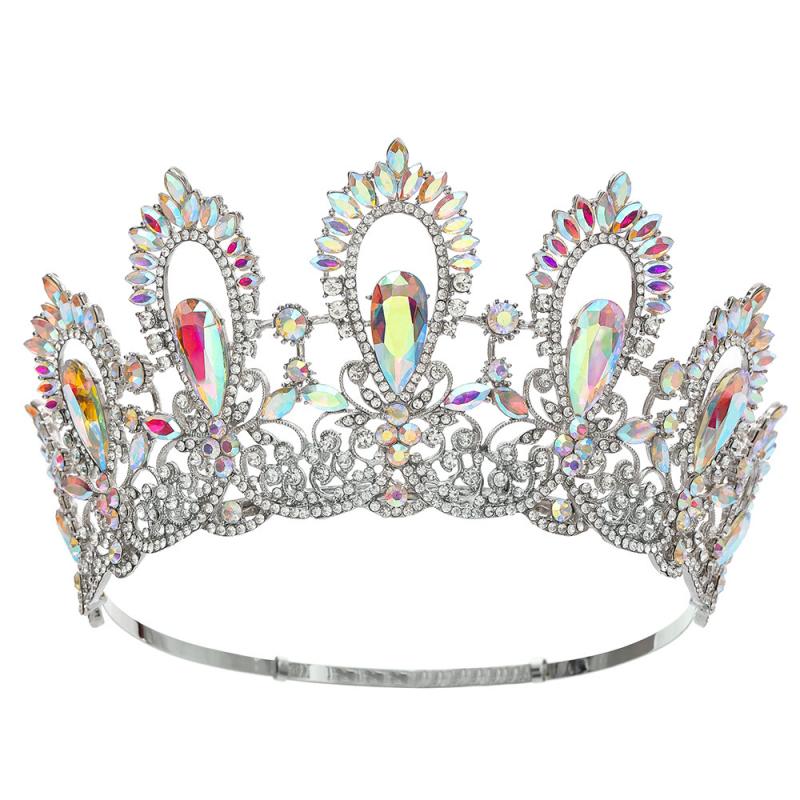 Diadem od legure s kristalima – ženski barokni vijenac, šuplja visoka kruna za vjenčanje (Materijal: Legura; Obrada: Set s kristalima; Stil: Ženski; Oblik: Kruna; Prilagodbe dostupne)