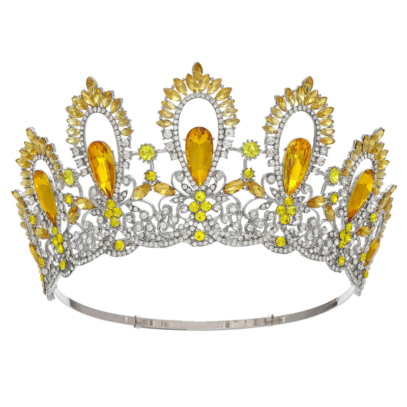 Diadem od legure s kristalima – ženski barokni vijenac, šuplja visoka kruna za vjenčanje (Materijal: Legura; Obrada: Set s kristalima; Stil: Ženski; Oblik: Kruna; Prilagodbe dostupne)