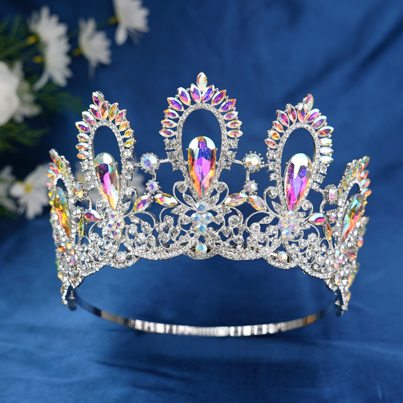 Diadem od legure s kristalima – ženski barokni vijenac, šuplja visoka kruna za vjenčanje (Materijal: Legura; Obrada: Set s kristalima; Stil: Ženski; Oblik: Kruna; Prilagodbe dostupne)