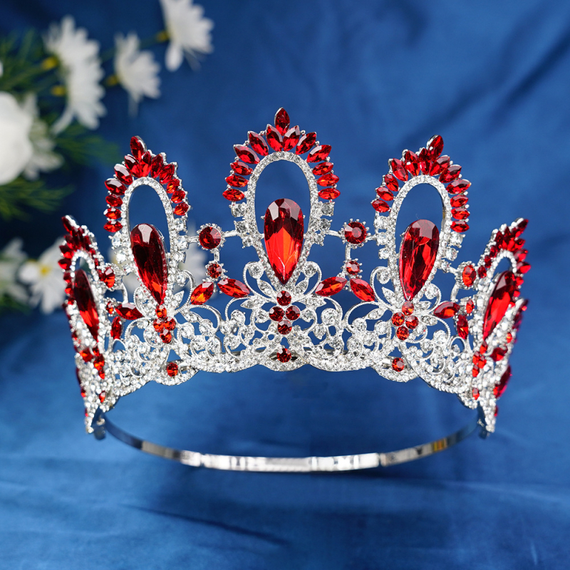 Diadem od legure s kristalima – ženski barokni vijenac, šuplja visoka kruna za vjenčanje (Materijal: Legura; Obrada: Set s kristalima; Stil: Ženski; Oblik: Kruna; Prilagodbe dostupne)